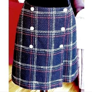 Tweed black Chic Plaid A-Line Skirt sz 6